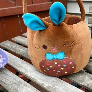 Swishmallow Brown Bunny Basket with Blue Ears